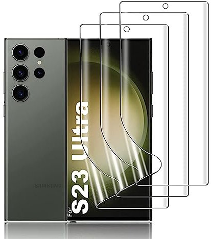 DYNASCO 3 Piezas Protector de Pantalla para Samsung Galaxy S23 Ultra, Película de TPU Hidrogel Flexible para Galaxy S23 Ultra 6.8, Admite Función de Huella Dactilar, Sin Burbujas, Fácil Instalación