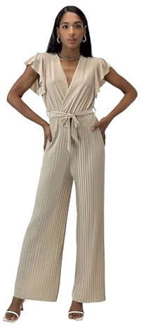Elara Damen Jumpsuit V-Schnitt 1249 Beige