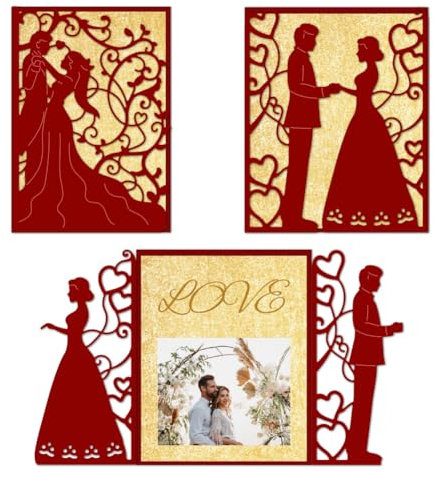 DELORIGIN 3D Hochzeitsrahmen Stanzformen, Stanzschablone Hochzeit Für Bräutigam Und Braut Metall Stanzformen Kartenherstellung Prägeschablonen Für Heimwerker Prägung Scrapbooking Basteln Dekor