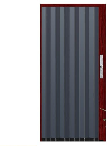 Porte coulissante, Porte Pliante accordéon Portes accordéon intérieures grises avec serrure et clé, Porte de séparation pliante en aluminium 61 66 70 80 90 100 120 140 160 180 196 CM Wide, pour salle
