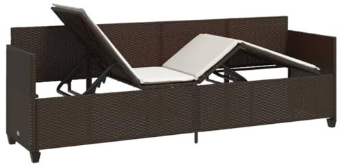 Festnight Gartensofa mit Liegefunktion Rattan Sofa 3 Sitzer Balkon Liegesofa Sonnenliege Gartenliege Verstellbar Rattansofa Lounge Sofa Liege Outdoor mit Schlaffunktion Balkonmöbel Bank