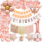 TOLOYE 1.Geburtstag Deko Mädchen, Roségold Geburtstagsdeko 1 Jahr Mädchen mit Happy Birthday Banner, Folie 1 Luftballon, Monat Foto Banner ,ONE Cake Topper, Erste Rosegold Luftballons Girlande