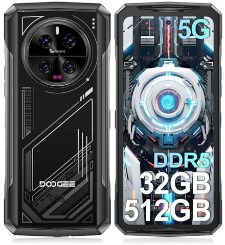 DOOGEE V40 Outdoor Handy Ohne Vertrag 5G - MediaTek Dimensity 7300 Android 14 Handy, 32GB RAM + 512GB ROM Outdoor Smartphone, 6.78” FHD+ 120Hz, 108MP, 8680mAh Rugged Baustellenhandy, IP68/NFC/Face ID