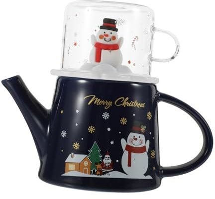 Cabilock 1 Bouilloire de Noël mug noel mug de noel théiere tasses noel gobelet de noël vaisselle de noël tasse de théière en céramique pour la maison théière de noël rétro Un verre