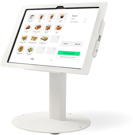 Tabdoq Lite freistehende iPad Tischhalterung | dreh- & neigbar | Tablet Ständer mit beschwerter Basis für Tresen & Schreibtische | kompatibel mit iPad 10. Gen (2022) & 11. Gen A16 (2025) | weiß