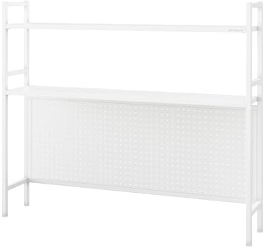 Jan Nowak Bücherregal für den Schreibtisch - Wendy | Schreibtischregal Metall mit 2 Regalböden, Lochplatte | Aufsatzregal Ideal für Büros und Kleine Räume | 115 x 98 x 22 cm | Weiß