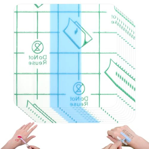 Qianyu 100Pcs Makeup Hand Palette Single Use Disposable Self Adhesive Transparent Foundation Mixing Tray Clear Waterproof Cosmetic Hand Palette Sticker for Makeup Artist Must Have Nail Art Manicure