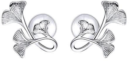 925 Ginkgo-Blatt-Ohrstecker für Damen, echter Schmuck