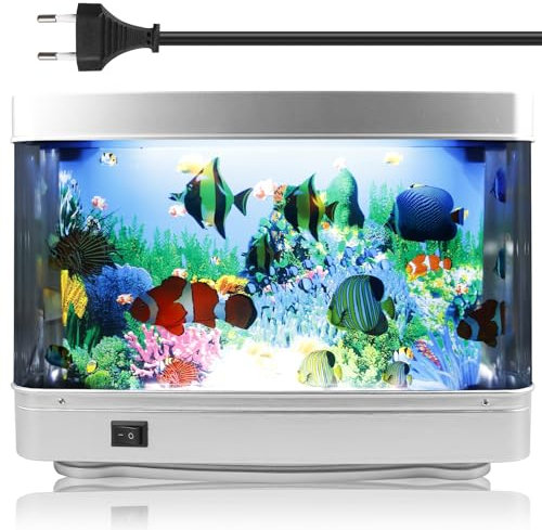 GBKDQQ LED Aquariumlampe, Nachtlicht, Aquarium-Stimmungslampe, Tropische Fische Lampe, Zierfisch-Simulationlampe mit EU-Stecker, Fisch-Aquarium für Wohnzimmer, Desktop, Schlafzimmer