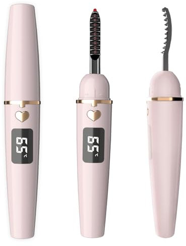 EYECURL Heated EyeLash Curler, Heated Lash Curler, Intelligent Power Off Rechargeable Eyelash Curler Heated Quickly By Steel Wire for 24 Hs Long Lasting Makeup (Cream Pink, X8-132MM)