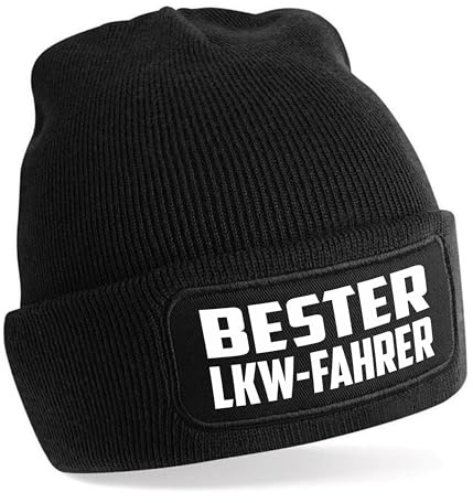 Beanie Strickmütze mit Spruch | Bester LKW-Fahrer | Farbwahl | Unisex SoftTouch angenehm weiche und warme Wintermütze | OneSize Einheitsgröße für Erwachsene