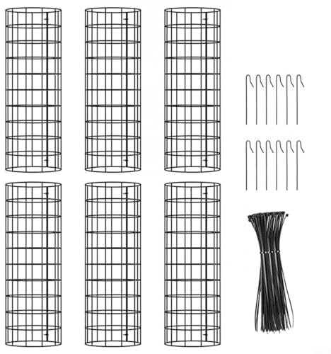 RichVibe Adjustable Tree Guard Mesh Fence, Metal Tree Trunk Protector with Ground Hooks, Breathable Garden Barrier for Yard Lawn Outdoor(A)