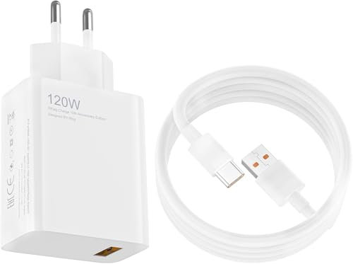 Pour Xiaomi Chargeur 120W Hypercharge Fast Wall Charger Block pour Xiaomi 14 13 12 12t 12s Pro Lite Redmi Note K60 K50 12 11 Pro Plus Black Shark 3 4 5 Poco X5 F4 X4 Gt Mi Turbo 1M 6A USB Type C Cable
