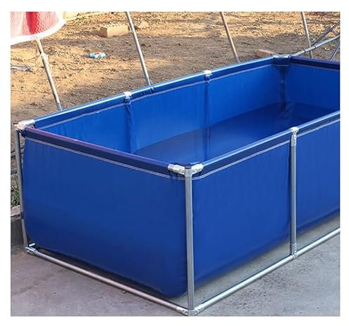 Piscina pieghevole in tela per pesci, rettangolare fuori terra, con telaio in acciaio zincato, serbatoio di stoccaggio dell'acqua per acquacoltura, acquario, stagno, 2 x 1 x 0,7 m