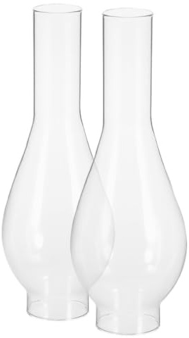 GAROZATION 2Pcs Clear Oil Lamp Chimney Replacement Glass Kerosene Lamp Glass Shade Vintage Shade for DIY Oil Lamps Windproof Home Emergency Lighting
