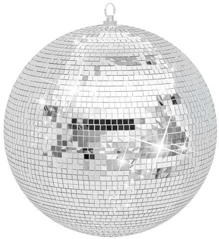 Masiunoz 20 inch Silver Disco Ball, Hanging Mirror Ball, Wedding Decoration Disco Light Ball, Stage Lighting Effect, 20inch Large Disco Ball for Home,Stage and Bar Glittering Decoration