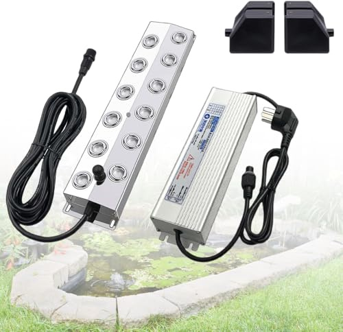 Brumisateur à ultrasons 12 Têtes, 9L/H Humidificateur à brouillard avec une bouée pour étang, jardin, rocaille, serre, décoration d'Halloween