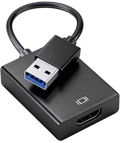 Unicavu Adaptateur USB vers HDMI, USB 3.0/2.0 vers HDMI 1080p Convertisseur pour Windows XP 7/8/8.1/10/11 & Mac OS Full HD Vidéo Audio Multi Moniteur Convertisseur Compatible PC, HDTV, Projecteur