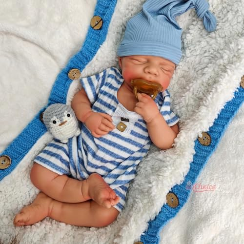 Handgefertigte Silikon-Babypuppe mit beweglichen Gliedmaßen und offenem Mund – 47 cm – realistische Vollsilikon-Babypuppe, Mädchen/Junge, für die Krankenpflegeausbildung und Familienerziehung (Boy)