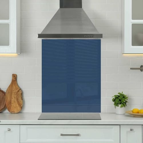 Premium 60 x 65cm Blue Glass 6mm Glass Toughened Kitchen Splashback