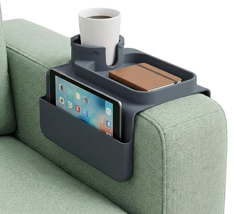 Anti-Slip Silicone Couch Cup Holder: Lifegogo Portable Sofa Cup Holder with Dual Side Pockets Anti-Spill Sofa Drink Holders for Cup Phone Tablet Remote Control Snack