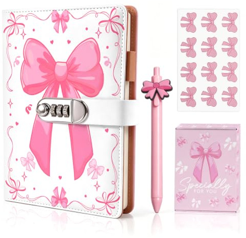 Gifts for Girls 7 8 9 10 11 12 13 14 Year Old,Diary with Lock Girl Stuff Stationery Set Secret Diary for Girls,Back to School Birthday Presents for Girls Age 6-18 Journal Notebook Pen Sticker