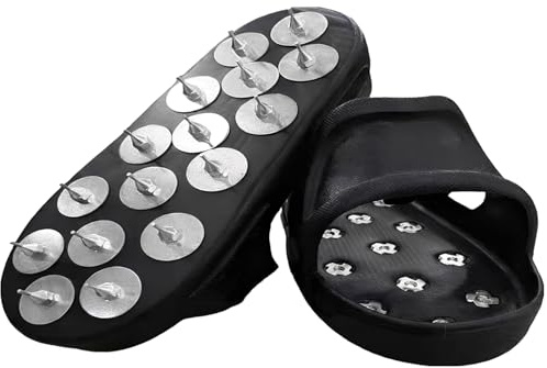 Spiked Shoes for Epoxy, Concrete, Lawn Aeration, Long-lasting EVA with Metal Spikes, One-Piece Design, Easy Wear, Secure Traction, Black