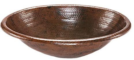 Premier Copper Products LO19RDB 19-Inch Oval Self Rimming Hammered Copper Sink, Oil Rubbed Bronze