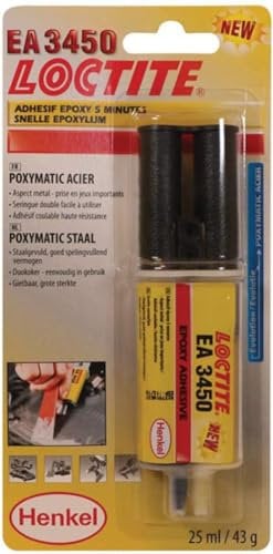 Loctite EA 3450 - colle epoxy métal, colle forte multi -matériaux et multi-usages - Seringue 25 ml - Couleur gris métallisé