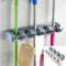 Wall mounted broom holder - 5 slots - kitchen organiser, 5 Position