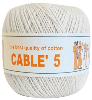 Numero 2 Gomitoli CABLE’ 5, 100% Puro Cotone Egitto Makò - gr.50 = mt.175 Cad.
