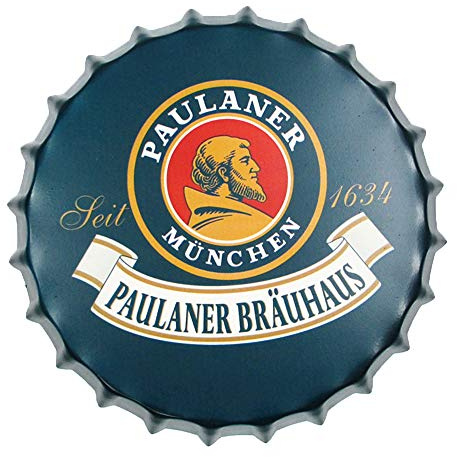 Blayaadd Wall Decorative Retro Beer Bottle Cap Creative Metal Iron Signs Cafe Beer Bar Decoration Dia 13.8 (Paulaner)