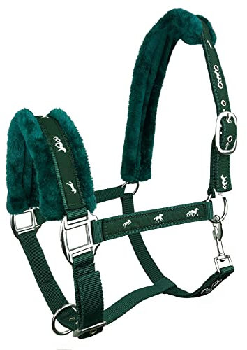 York Halfter Softy mit Plüschpolsterung Stallhalfter Pferdehalfter Teddyfleece (Pony, grün)