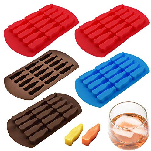 5 Pièces Bac à Glaçons en Silicone Bouteille de Coca,Moule pour Bouteille Vin,Chocolat Mouler,15 Grilles en Forme Moule à Glaçons, pour Yaourt d’été Bar, Cuisine