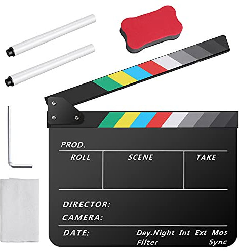 Temery Cinematografico di Film Clapper, Acrilico Assicella Secco Acrylic Plastic Ciak Cinematografico, Multicolor