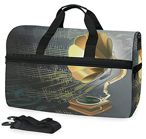 Goldene Musikkunst Sporttasche Badetasche mit Schuhfach Reisetaschen Handtasche für Reisen Frauen Mädchen Männer