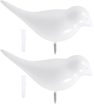 NUOBESTY 2pcs Bird Coat Hooks Resin Creative Wall Mounted Birds Decorative Art Bird Wall Decoration Hat Towel Bag Hanger Bird Towel Hook Hat Rack Entryway Bathroom Kitchen White