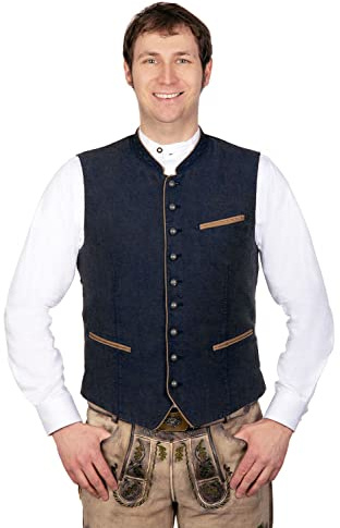 Elegante Trachtenweste Gilet aus Leinen in dunkelblau, olivgrün oder rot Gr. 46-64