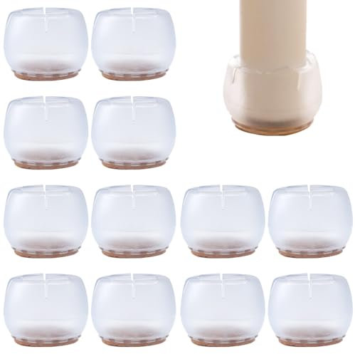 CEEYSEE 12 PCS Chair Leg Caps Floors Protector Silicone Covers Rubber Caps Circular Feet Pads for Square Legs 27-30mm & Round Legs 32-37mm