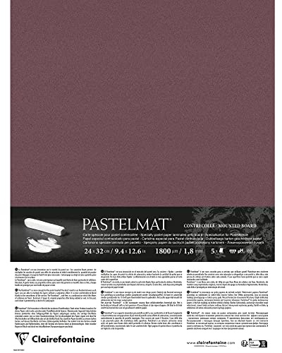 Clairefontaine 796016C - Pastelmat Laminated Paper - 5 Laminated Sheets Special Card for Dry Pastels - 24x32 cm 360g 1.8 mm - Wine Red - Made in France