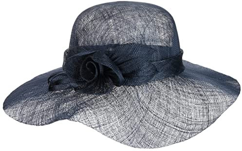 Seeberger Jella Flower Sinamay Strohhut Damenhut Anlasshut Sinamayhut (One Size - dunkelblau)