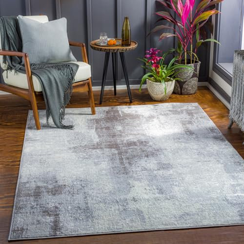 Livabliss Helsinki Abstract Rug - Area Rugs Living Room 160x220 cm, Dining Room, Lounge, Kitchen, Bedroom - Modern Marble Large Rug, Soft Luxurious Easy Care Medium Pile, Grey and Cream