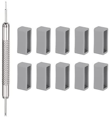 sourcing map 10 Stück Schlaufe für Uhrenarmband 20mm Kautschuk-Uhrenhalter mit Federstegwerkzeug für die Reparatur von Uhrenarmbändern, grau