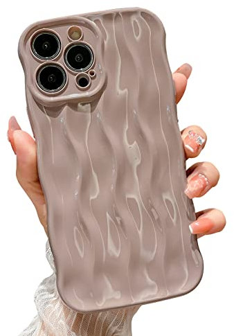 HYUEKOKO Water Ripple Pattern Case for iPhone 12 Pro Max Soft TPU Shockproof Camera Protective Back Cover for Women Girl Curly Wave Frame Phone Case for iPhone 12 Pro Max 6.7 Inch Pink