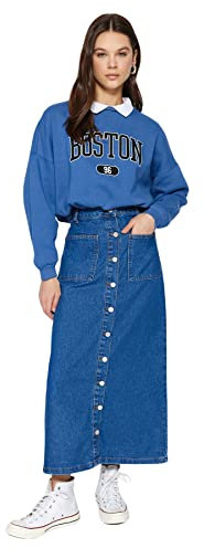 TRENDYOL Damen Trendyol Damen Gerade Maxi Stift Hijab-rock Skirt Western, Dark Blue, 38