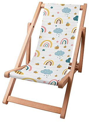 DreamRoots Kinder Liegestuhl Outdoor, Klappbarer Gartenstuhl für Draußen, Faltbarer Campingstuhl mit Waschbarem Bezug aus 100% Polyester bis zu 130 kg