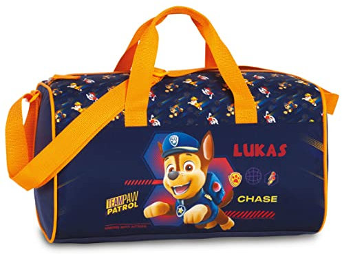 Kleine Sporttasche Paw Patrol Kinder mit Namen | Personalisierte Reisetasche Sportbeutel Jungen Mädchen | Schwimmtasche Kindersporttasche Hund Chase