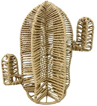 Dekorativer Kaktus, zeitgenössisch, Pflanzenfasern und geflochtene Seile, Höhe 40 cm