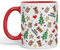 Vixar Christmas, Xmas Designs Tree Presents Coloured Ceramic Mug Cup Gift 330ml 11oz Work Office Tea Coffee Gift (Red)