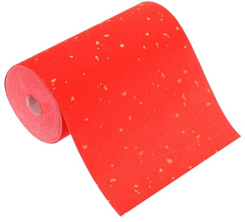 PATIKIL Rouleau de Papier Xuan Rouge, 50 Mètres x 17 Cm, Rouleaux Chinois Du Festival Du Printemps avec Des Points Dorés, Papier de Riz pour Calligraphie, Xuan Mûr à Moitié Crus, Rouge